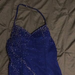 Blue beaded prom dress
